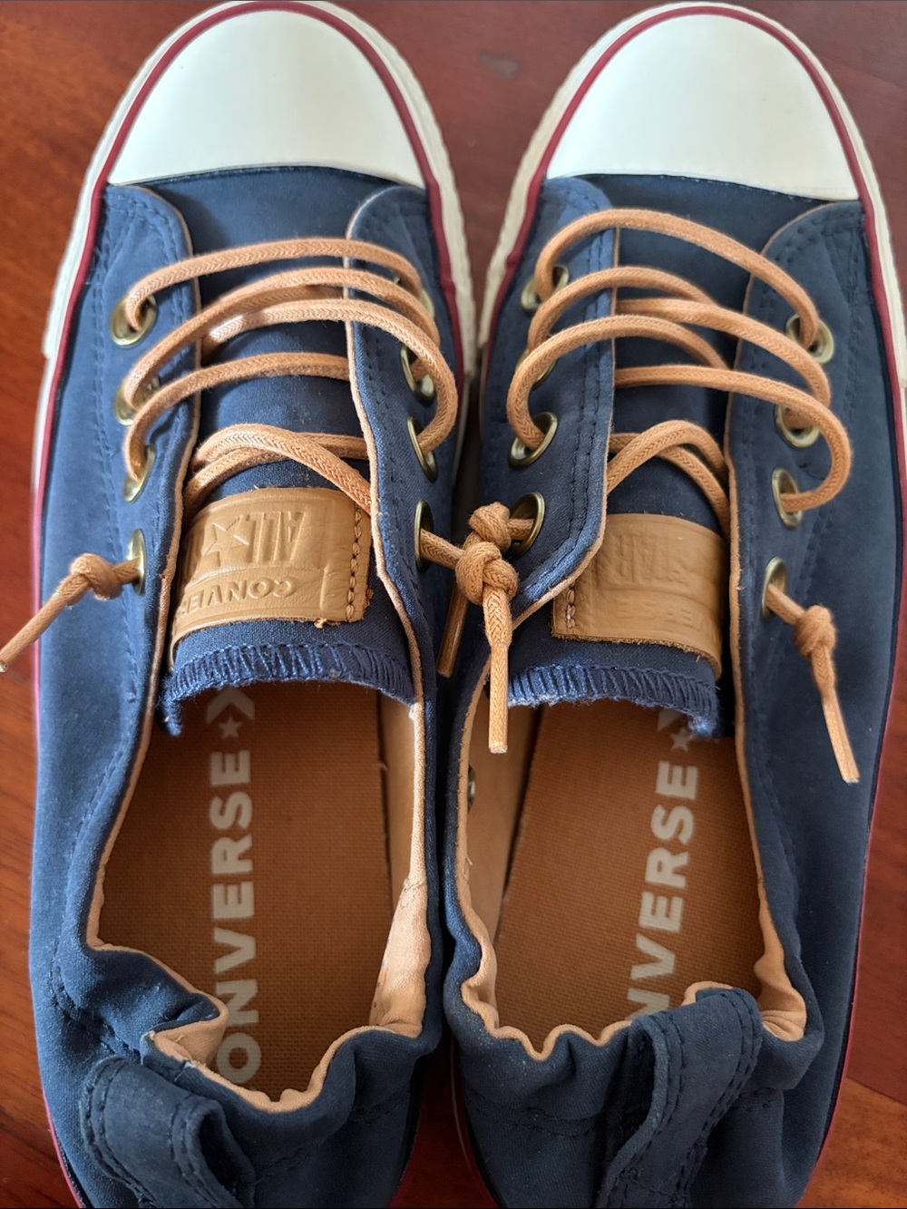 Navy Canvas Sneakers with Tan Laces - Casual Everyday Shoes - Picture 5 of 5